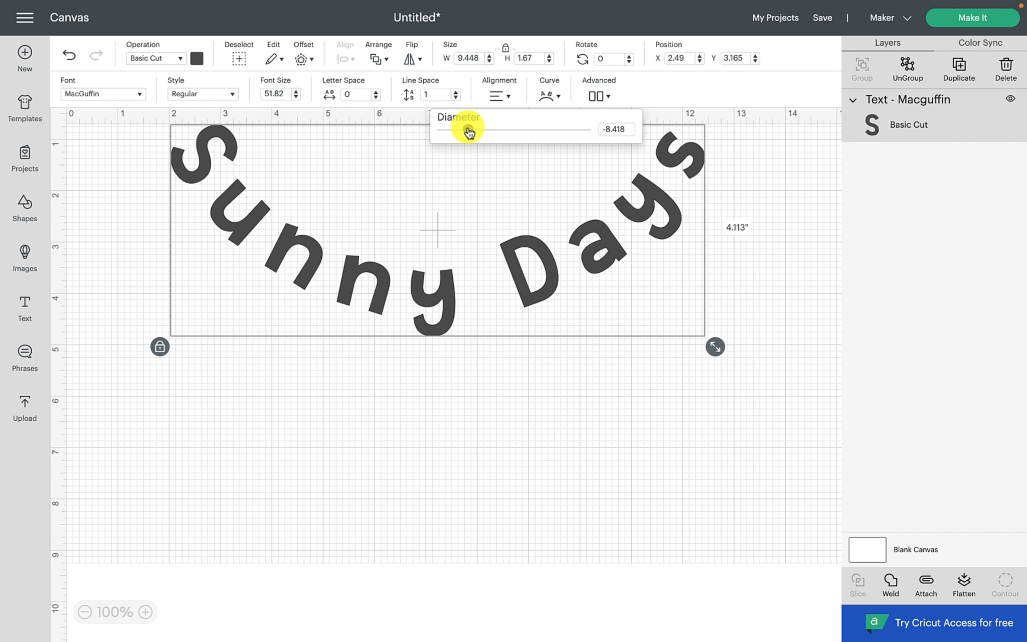 How to curve text in Cricut Design Space