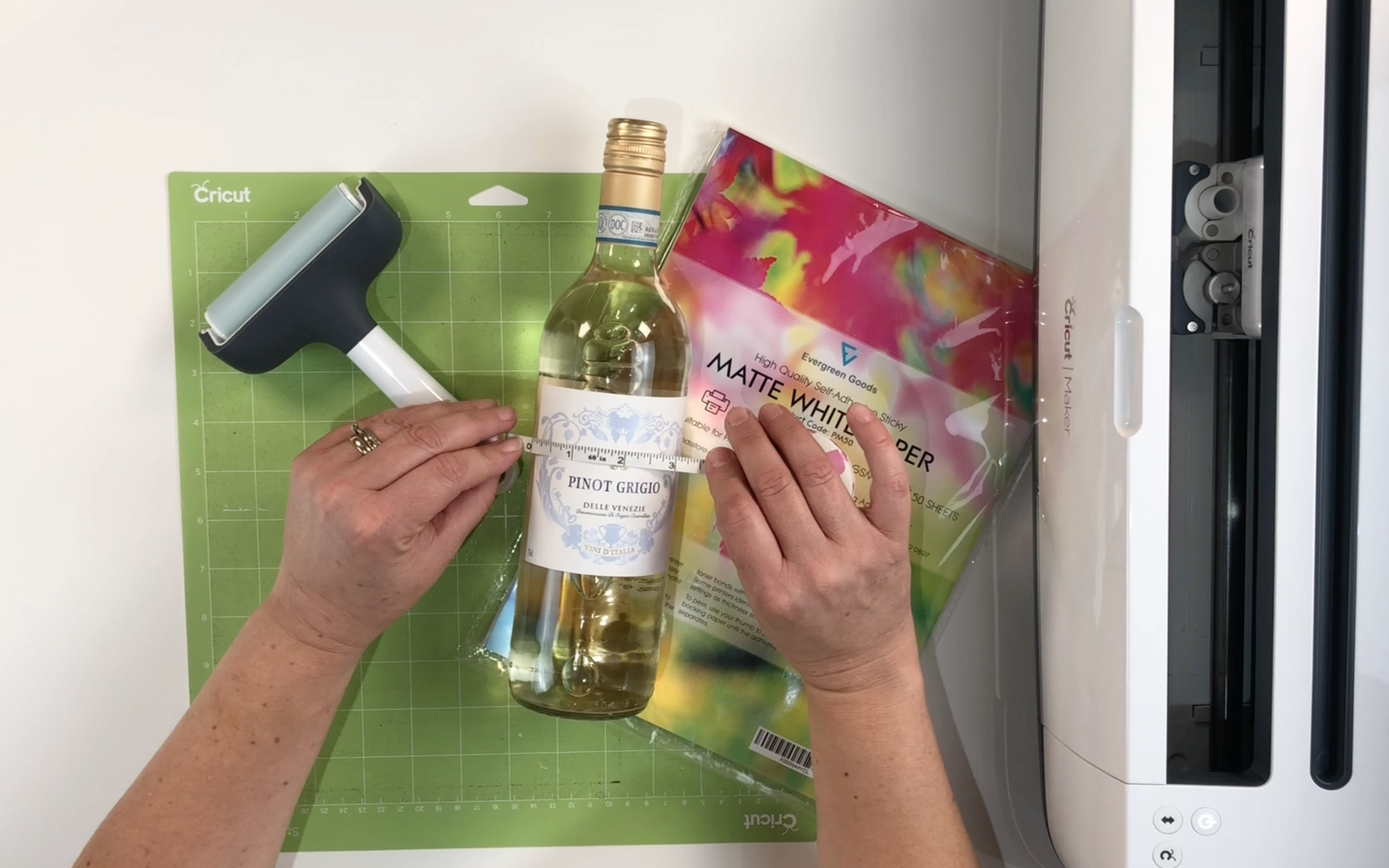 Measure the existing wine bottle label with a tape measure