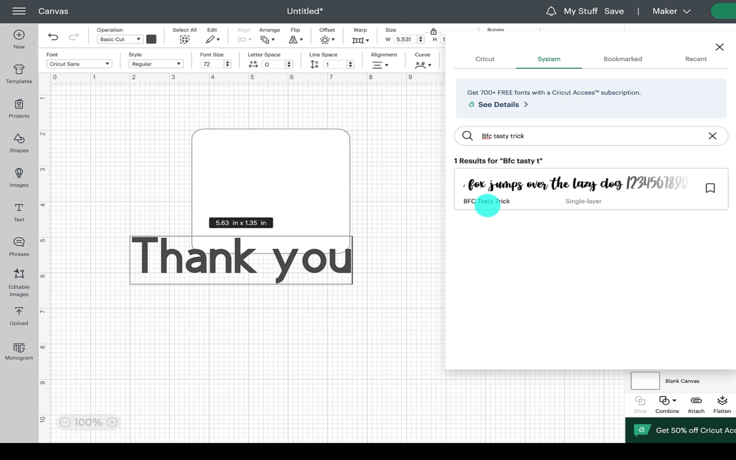 Adding the text thank you to the rectangle shape