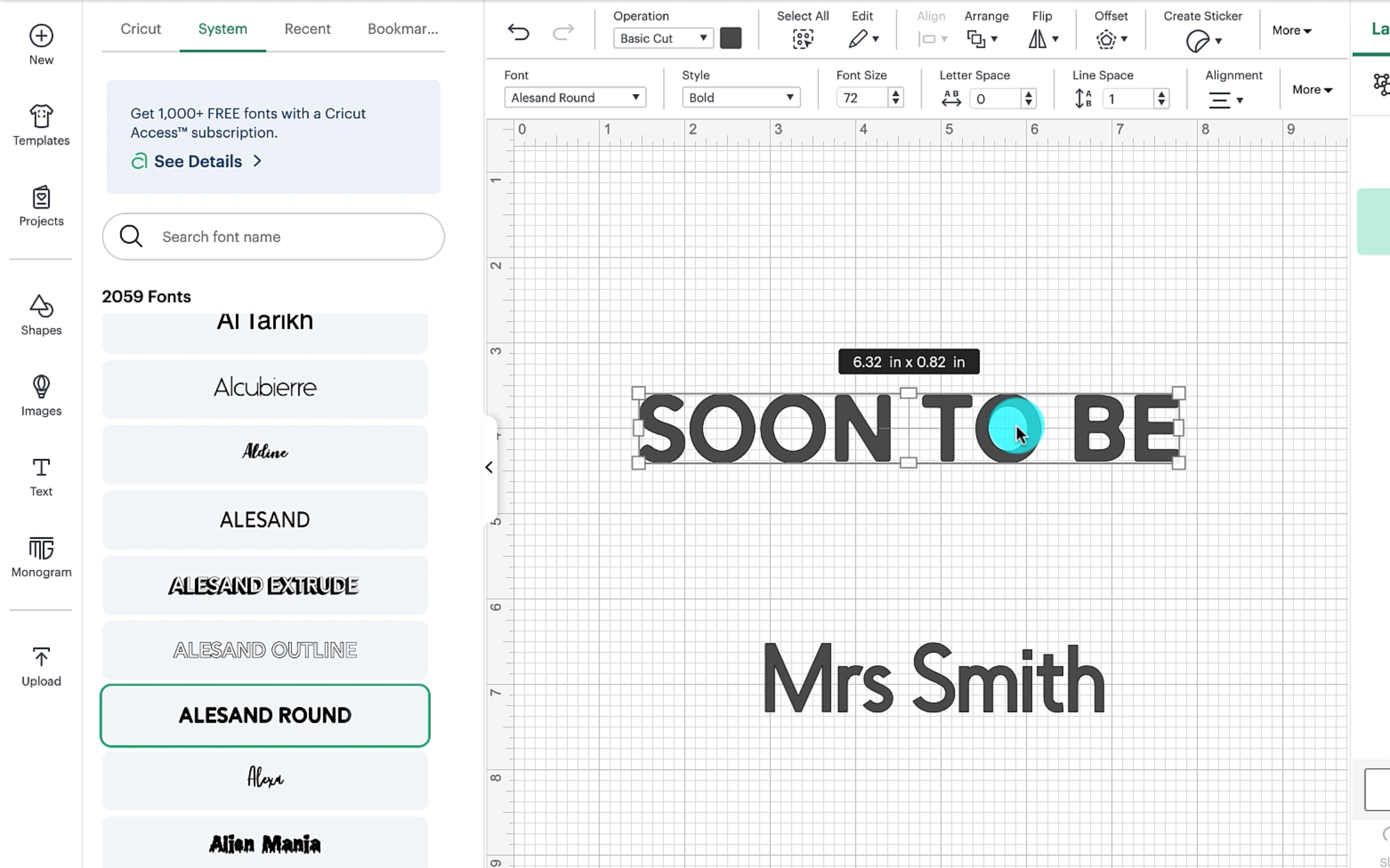 Selecting the font i wish to use for text on the veil.