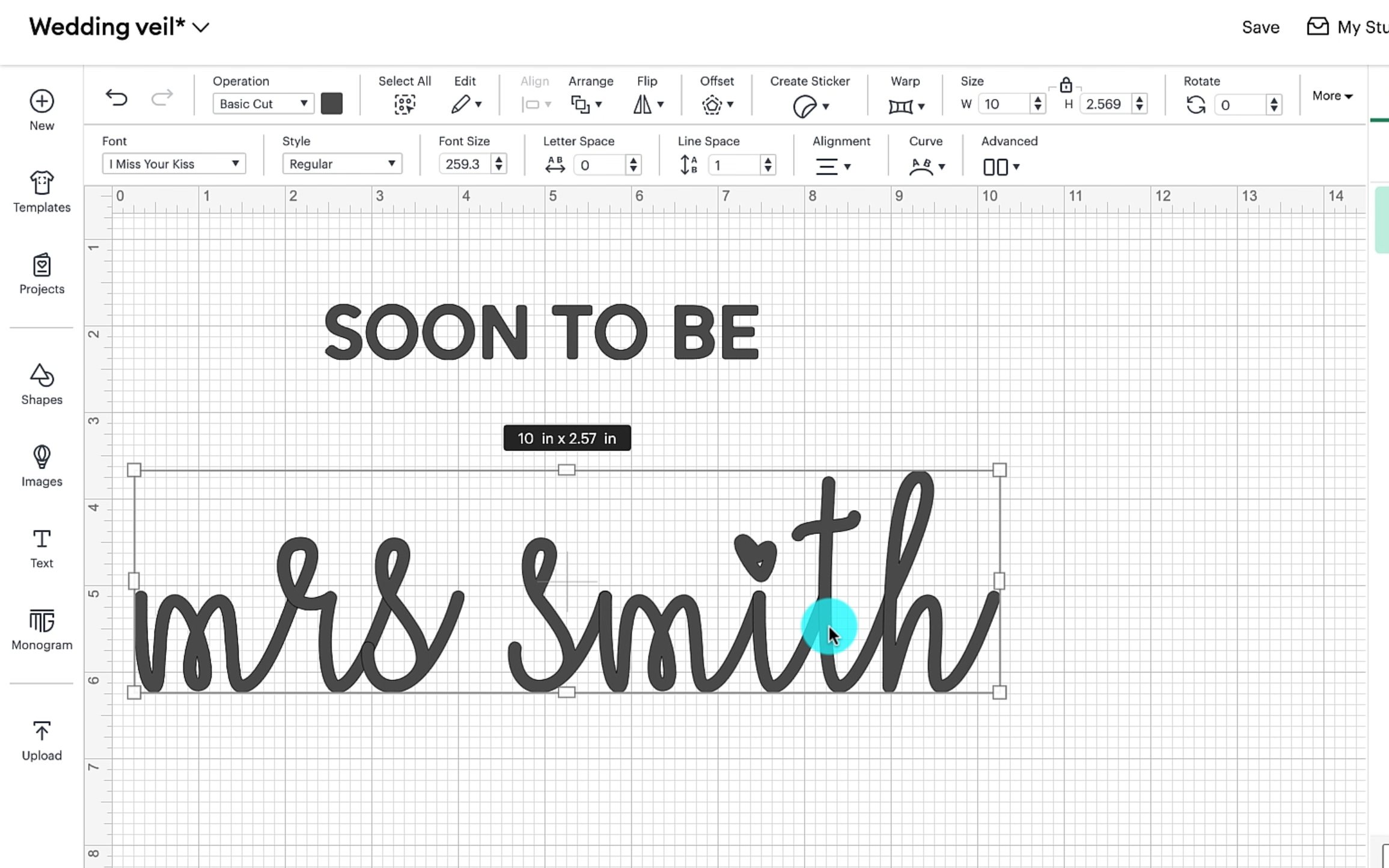 Showing the different fonts is used. I used one for soon to be and a different one for Mrs Smith