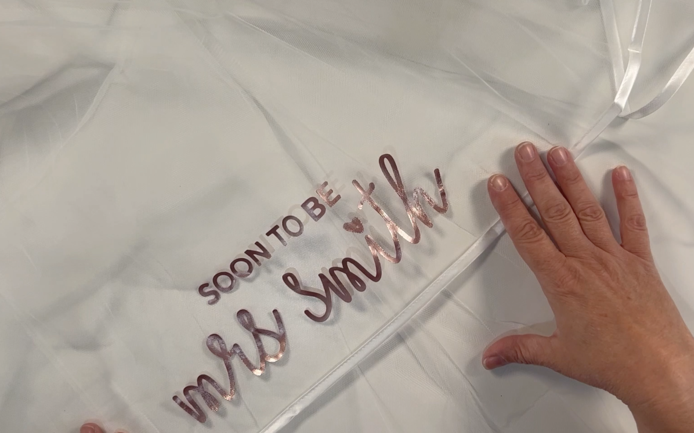The finished design on the wedding veil