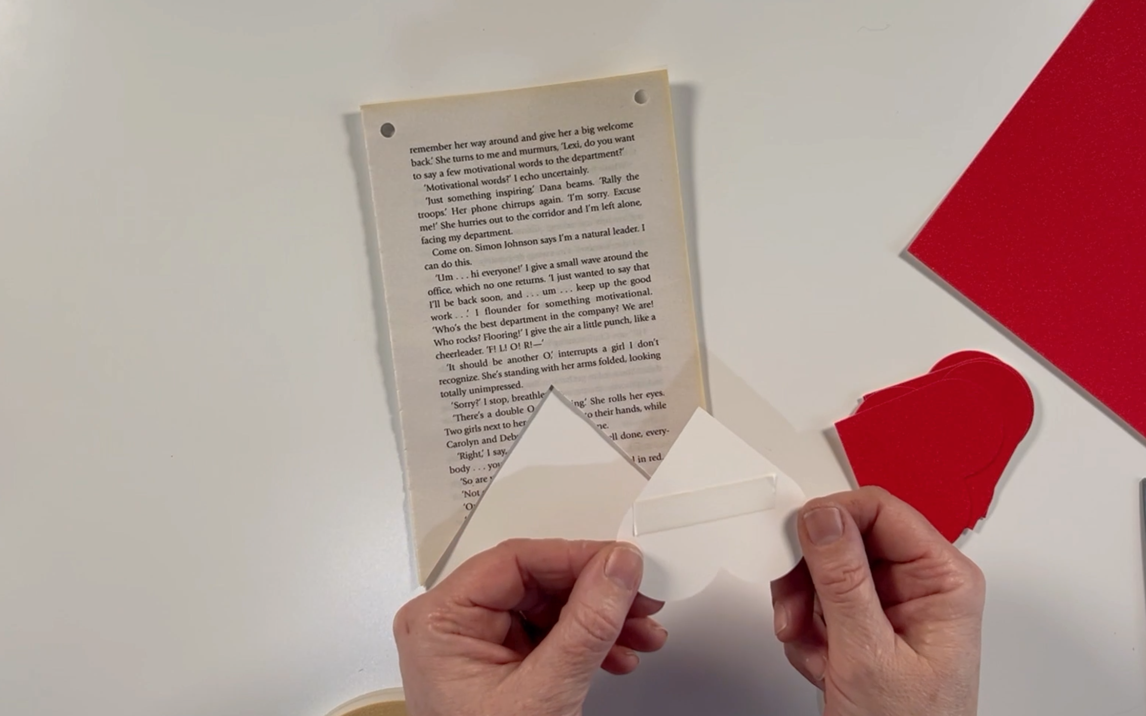 Showing that double sided tape has been applied to the back of the hearts.