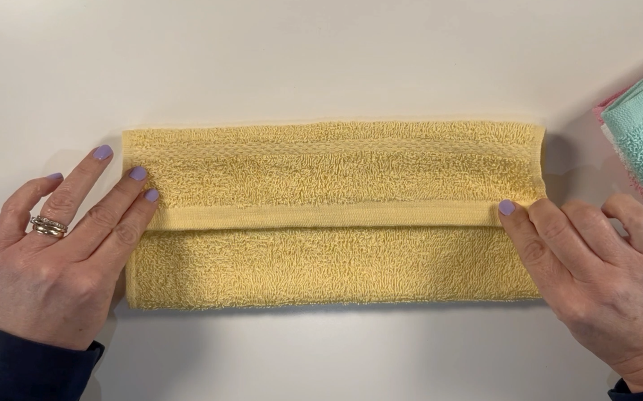 The washcloth folded into thirds