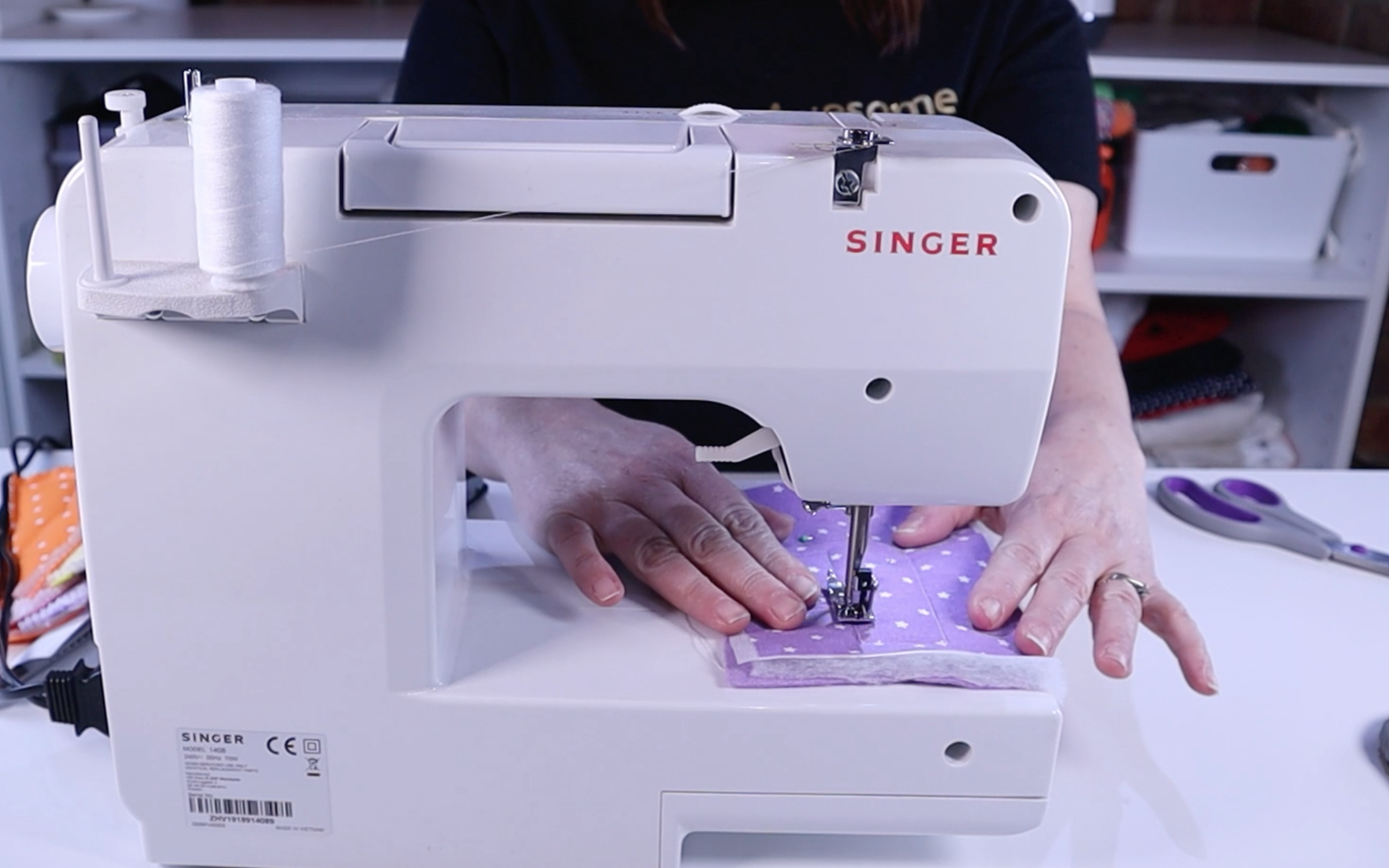 Sewing the padded letter using a singer promise sewing machine