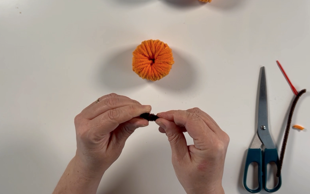 Twisting the folded pipe cleaner.